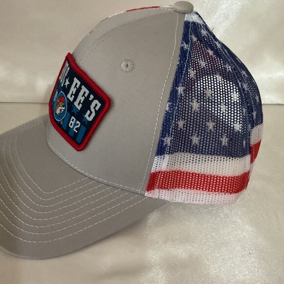 Buc-Ees Patriotic Trucker Hat With American Flag Mesh Back & Logo Patch - Picture 2 of 5